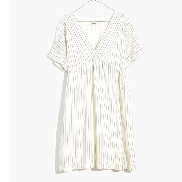 Madewell White Striped V-Neck Dress - Picture 4 of 9